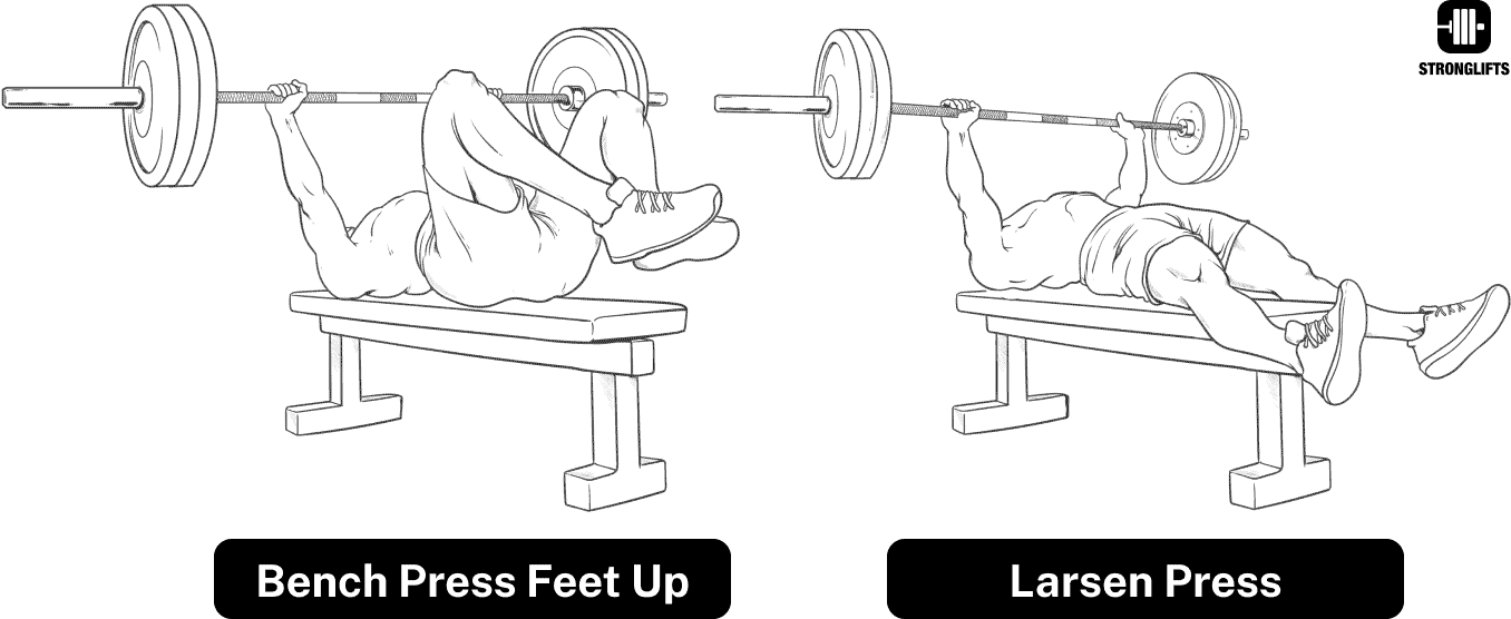 Bench Press Feet up vs Larsen Press Bench Press Feet up vs Larsen Press
