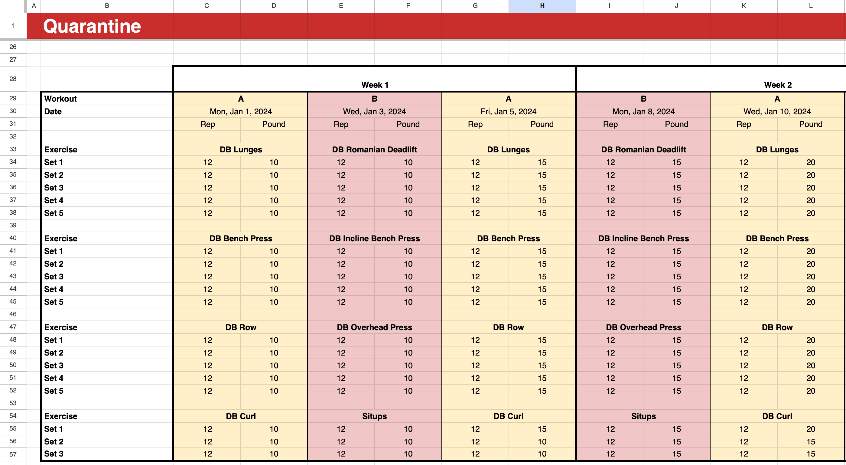Quarantine Spreadsheet Quarantine Spreadsheet