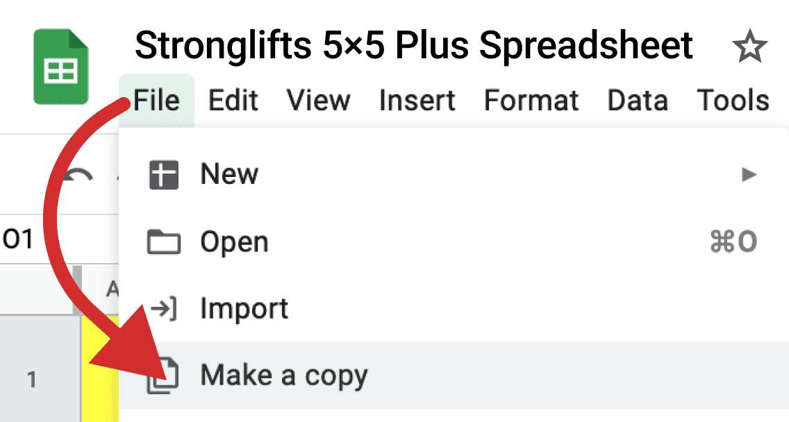 Copy the Stronglifts 5x5 Plus spreadsheet Copy the Stronglifts 5x5 Plus spreadsheet