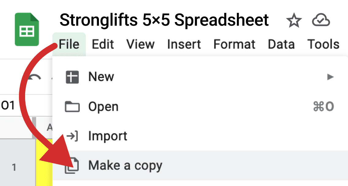 Copy Stronglifts 5x5 Workout spreadsheet Copy Stronglifts 5x5 Workout spreadsheet